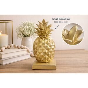 Gold Pineapple Bookend Decor Coastal Glam Tropical Shelf Decor Resin Pineapple